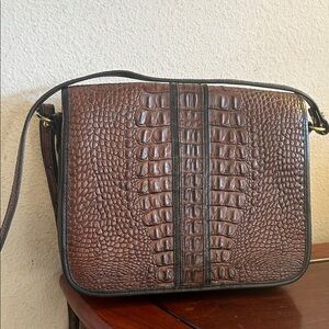 Brahmin Brown Crocodile-Embossed Leather Bag